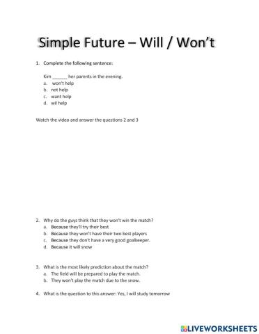 Future simple - Will