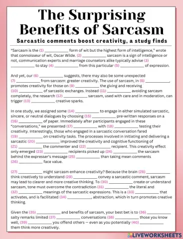 Sarcasm Boosts Creativity