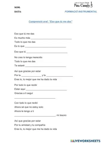 Comprensión oral: eso que tú me das