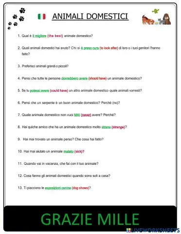Animali domestici - domande