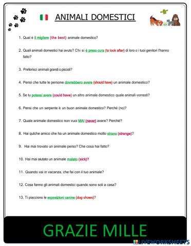 Animali domestici - domande