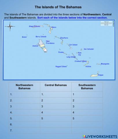 Map of the Bahamas -3 Sections