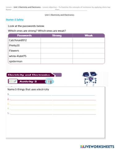 Unit1 Select items that use electricity