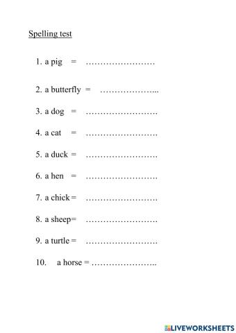 Spelling test Y5