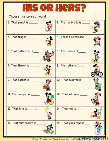 His Hers Choose the correct option