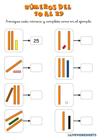 Números del 10 al 29