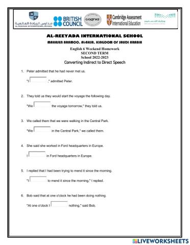 Converting Indirect to Direct Speech