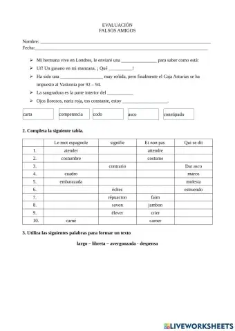 Falsos amigos español-ftrancés