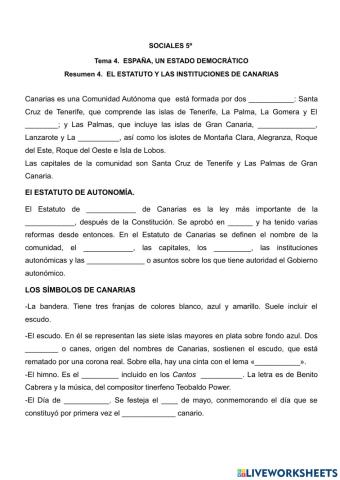El estatuto y las instituciones de Canarias.