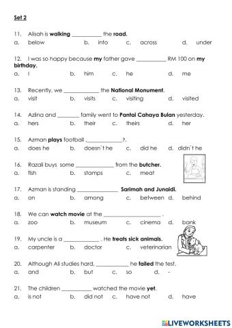 Grammar and Vocabulary Exercise