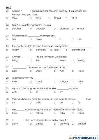 English and vocabulary exercise