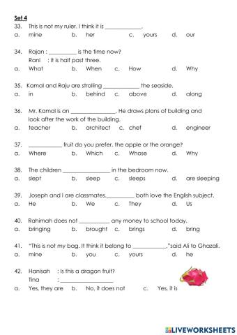 Grammar and vocabulary exercise