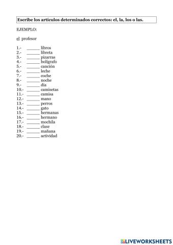 Artículos determinados