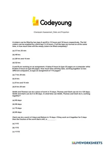 Checkpoint Assessment-Ratio and Proportion