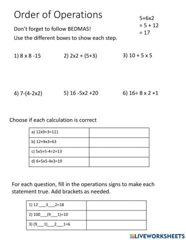 Order of Operations 6