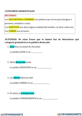 Categorias Gramaticales