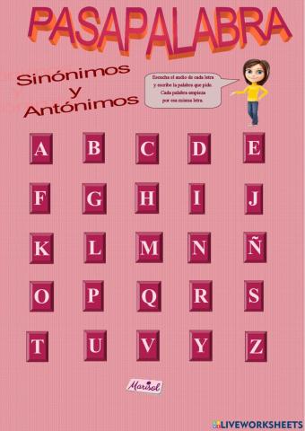 Pasapalabra Sinónimos y Antónimos