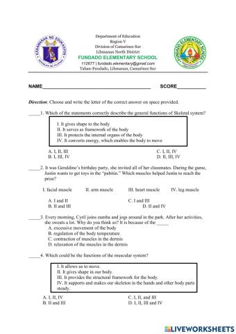 Science 6 Quarter 2 Quiz 2.1 