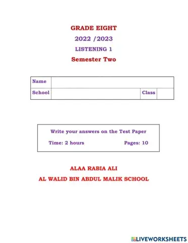 Grade 8 Listening 1 S 2