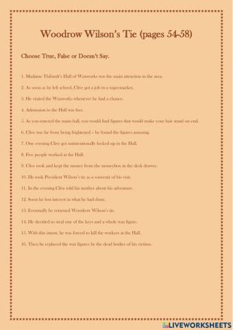 Woodrow Wilson's Tie: pages 54-58