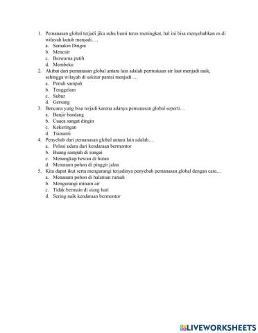 Soal perubahan benda di sekitarku