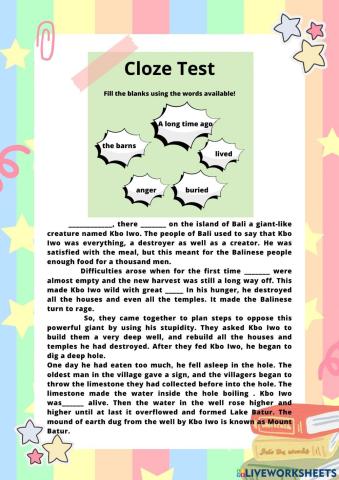 Narrative Text Cloze Test