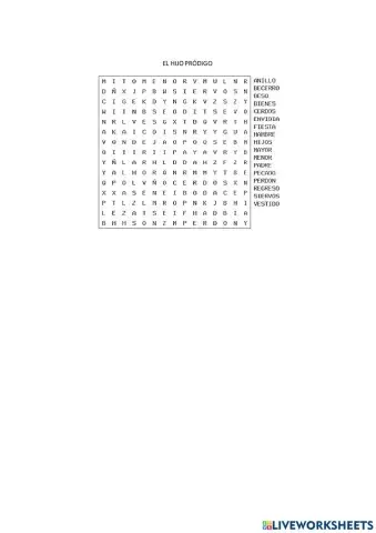 El hijo pródigo.sopa de letras