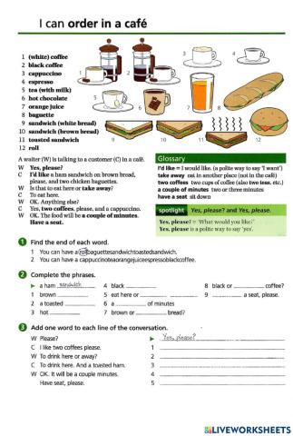 Basic Vocabulary-27 In a cafe