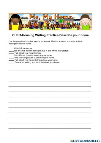 CLB 3-Housing-Describing a Home- Writing Skill Using