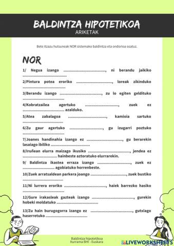 Baldintza hipotetikoa nor