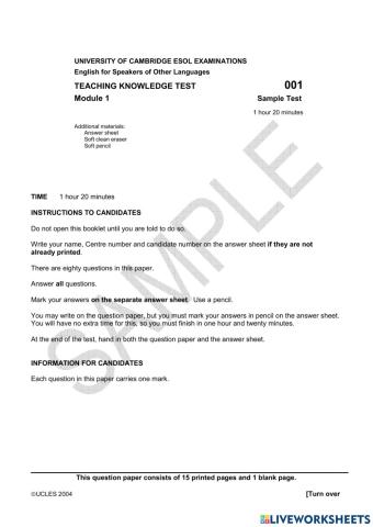 TKT Module 1 practice test (part 1)