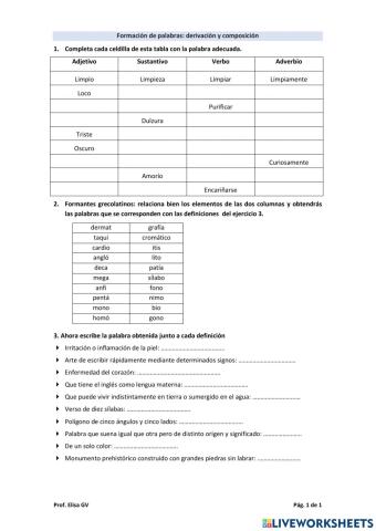 Formación de palabras