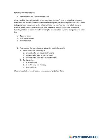 Reading Comprehension