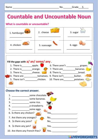 English - Fifth Grade - Uncountables-Countables