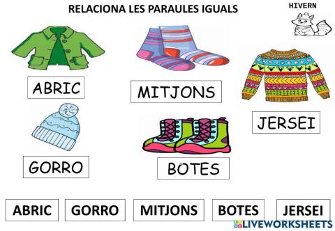 HIVERN I3 Relacionar paraules iguals