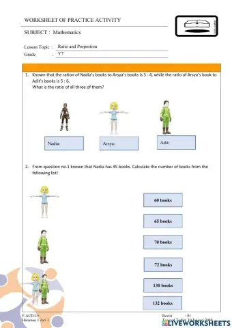 Worksheet ratio higher level