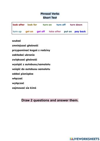 Phrasal verbs test
