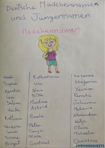 Deutsche Mädchennamen