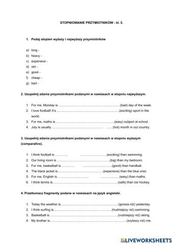 Stopniowanie przymiotników