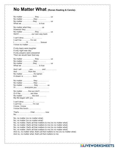 Song: No matter what