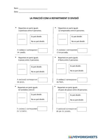 Fracció com a repartiment-divisió