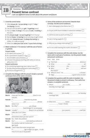Present tense contrast