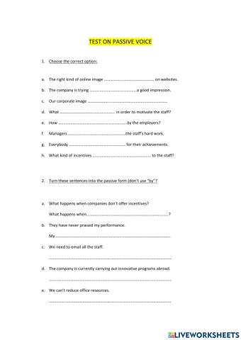 Test on Passive Voice