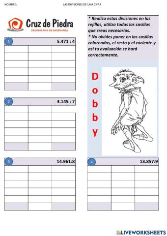 REPASO LA DIVISIÓN DE UNA CIFRA EN EL DIVISOR