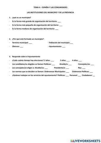 Las instituciones del municipio y de la provincia