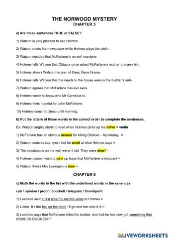 The Norwood Mystery chapters 5 and 6