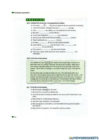 Prepositions of place and movement