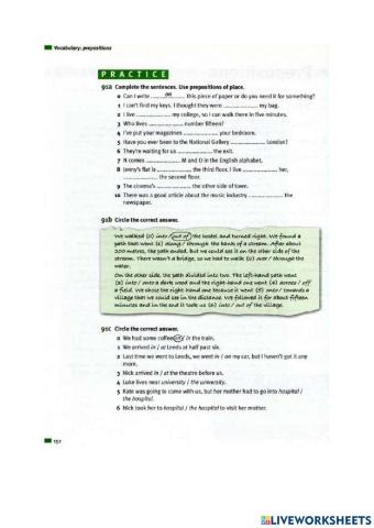 Prepositions of place and movement