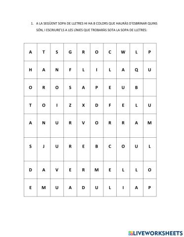 Sopa de lletres de colors