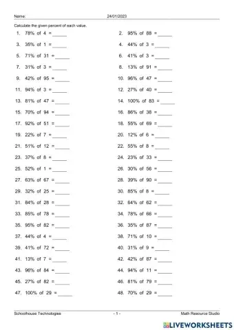 WW Percentage Calculator